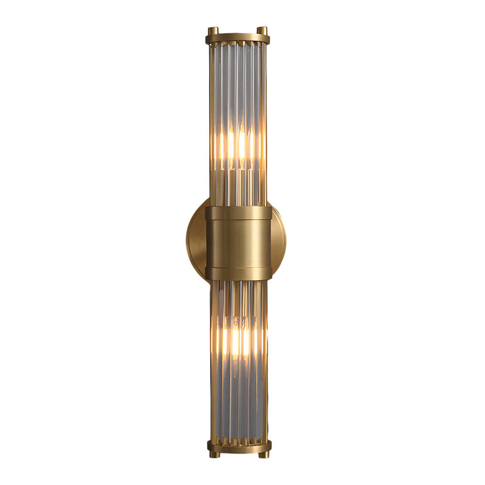 1/2-light Modern Chrome/Gold Wall Sconce with Cylinder Clear Glass Shade-Lighom