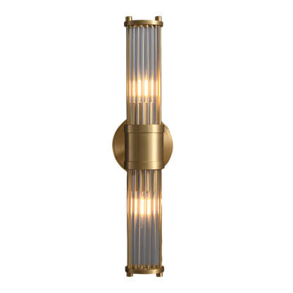 1/2-light Modern Chrome/Gold Wall Sconce with Cylinder Clear Glass Shade-Lighom