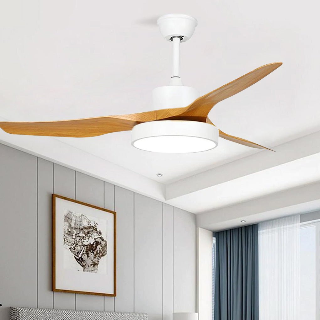 Lighom 3-blade rust synthetic kids ceiling fans for dining room — White & Wood