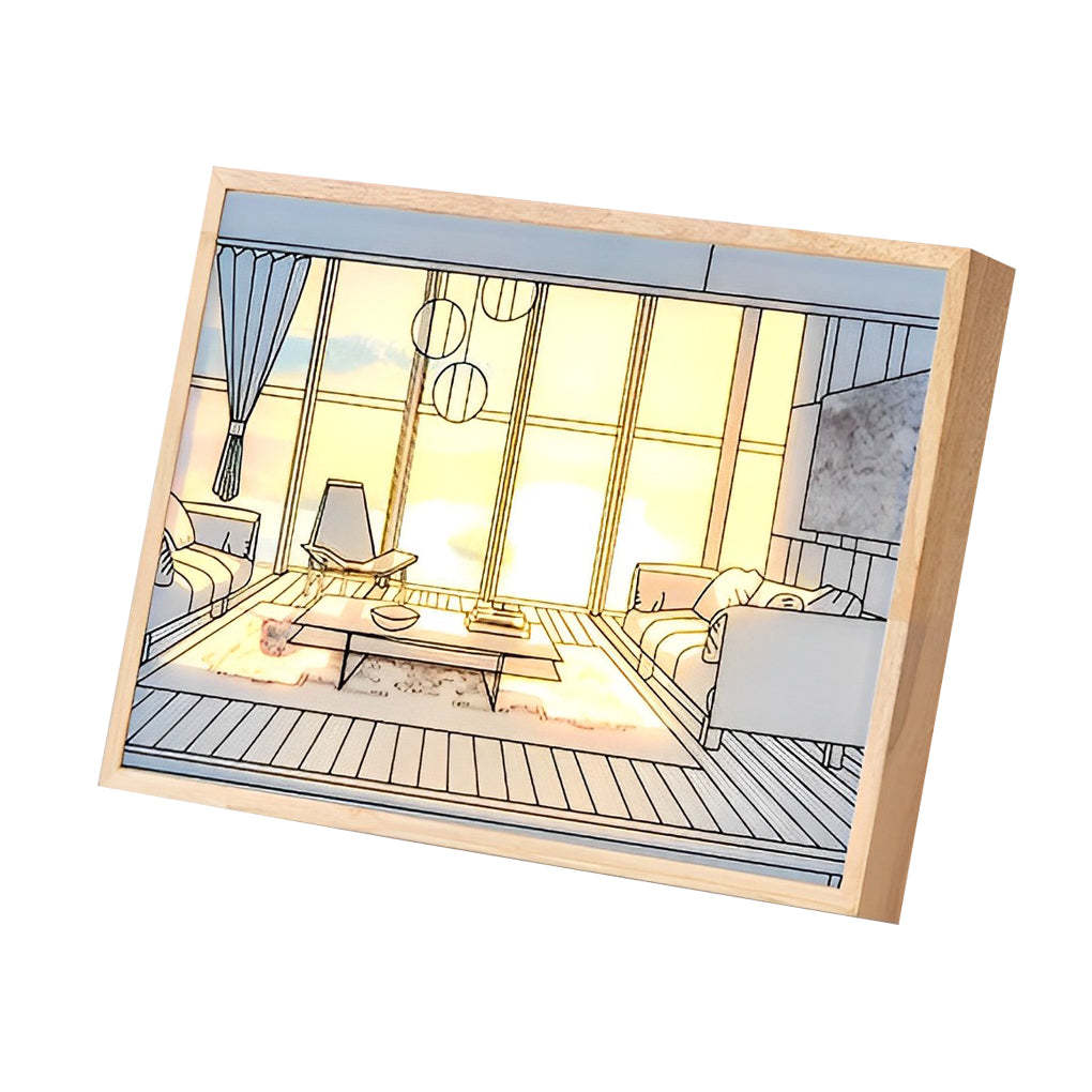 Wood Frame Ins Touch Dimmable LED Sunshine Night Light