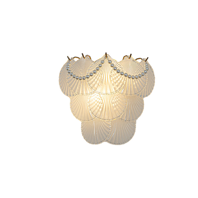 Glass Leaves Feathers Luxury Three Step Dimming French Style Wall Lamp-Lighom
