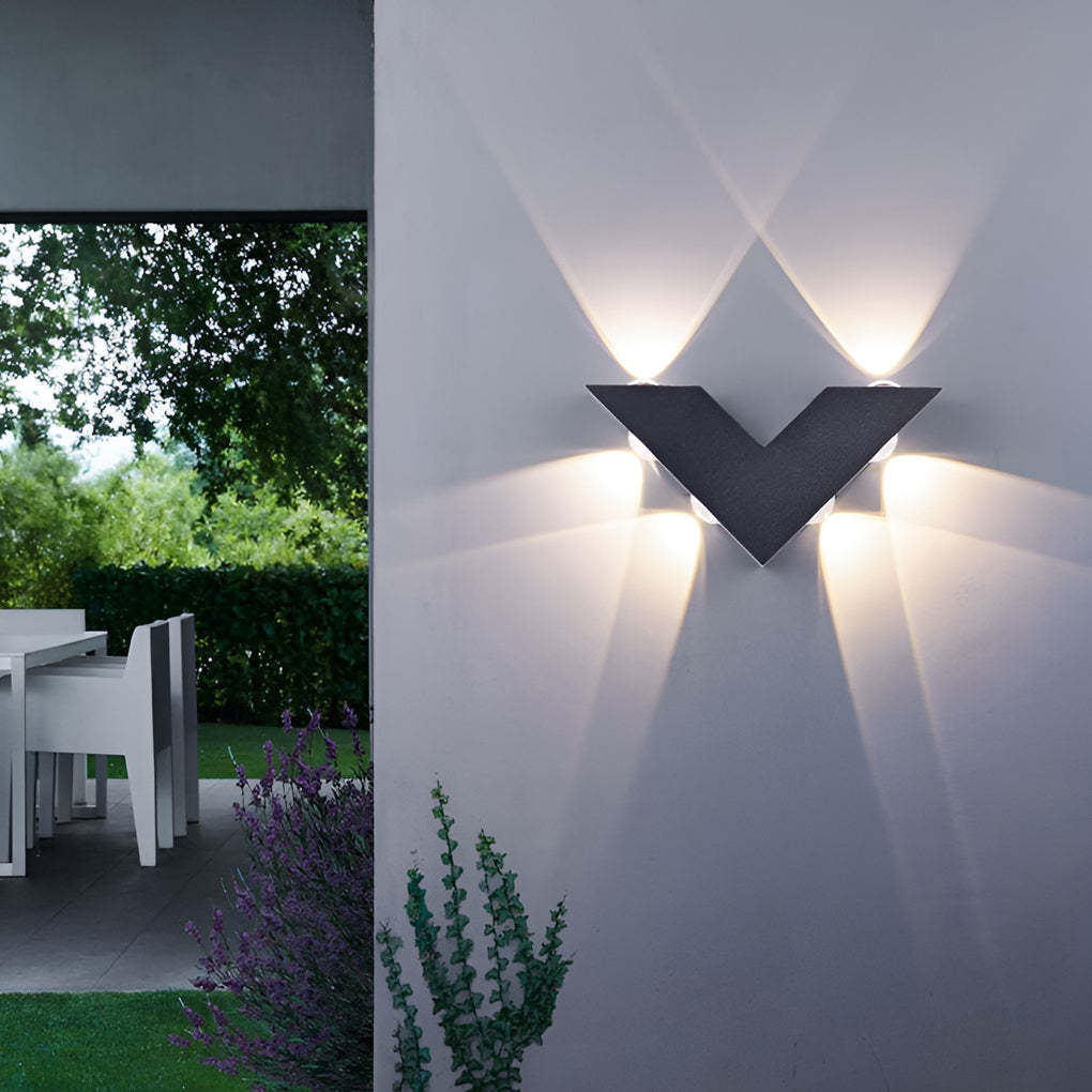 V-shaped Waterproof LED Black Modern Outdoor Wall Lamp Wall Washer Light-Lighom