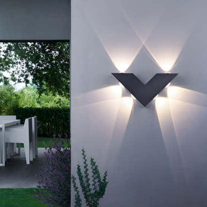 V-shaped Waterproof LED Black Modern Outdoor Wall Lamp Wall Washer Light-Lighom
