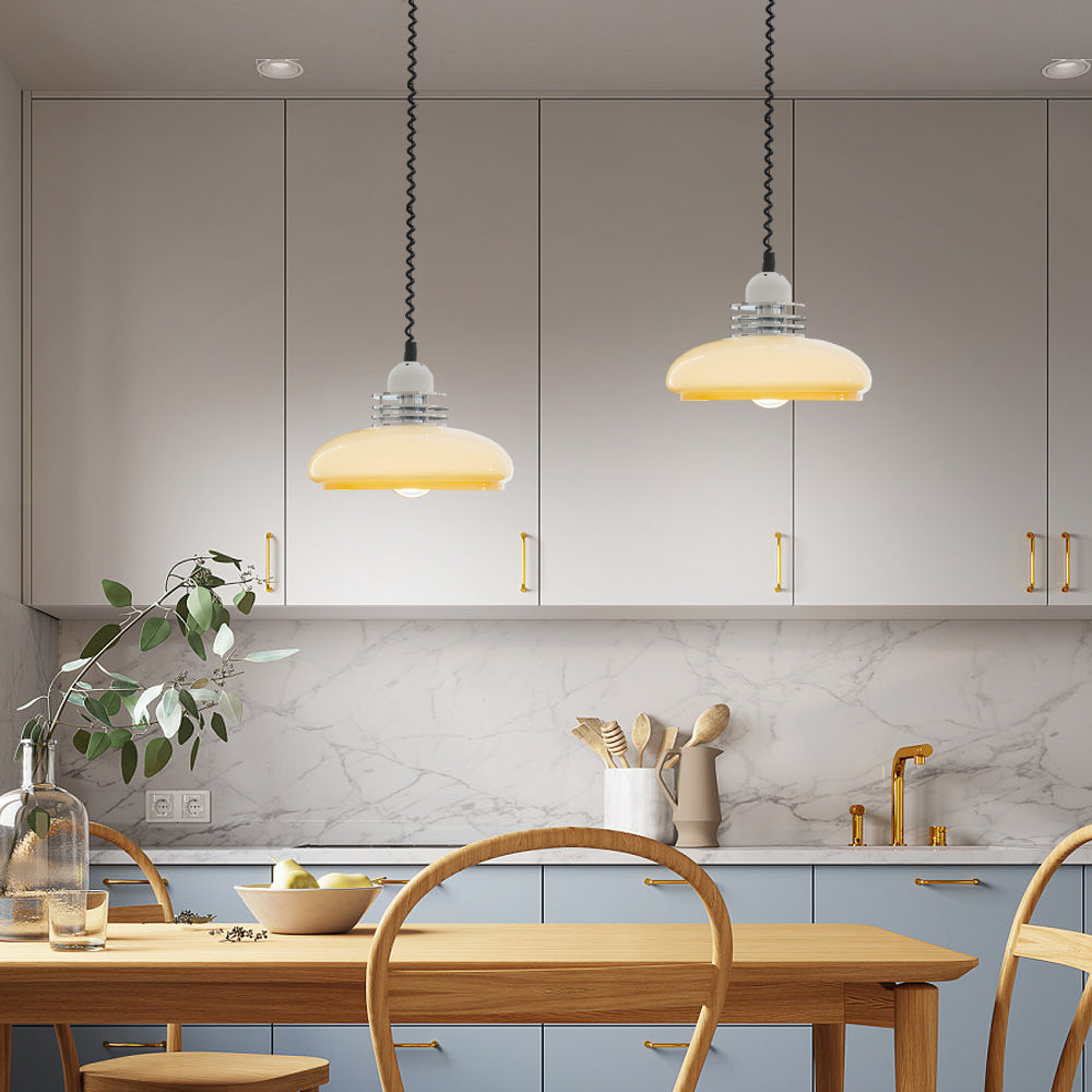 Glass Cream Retractable Retro Nordic Pendant Light