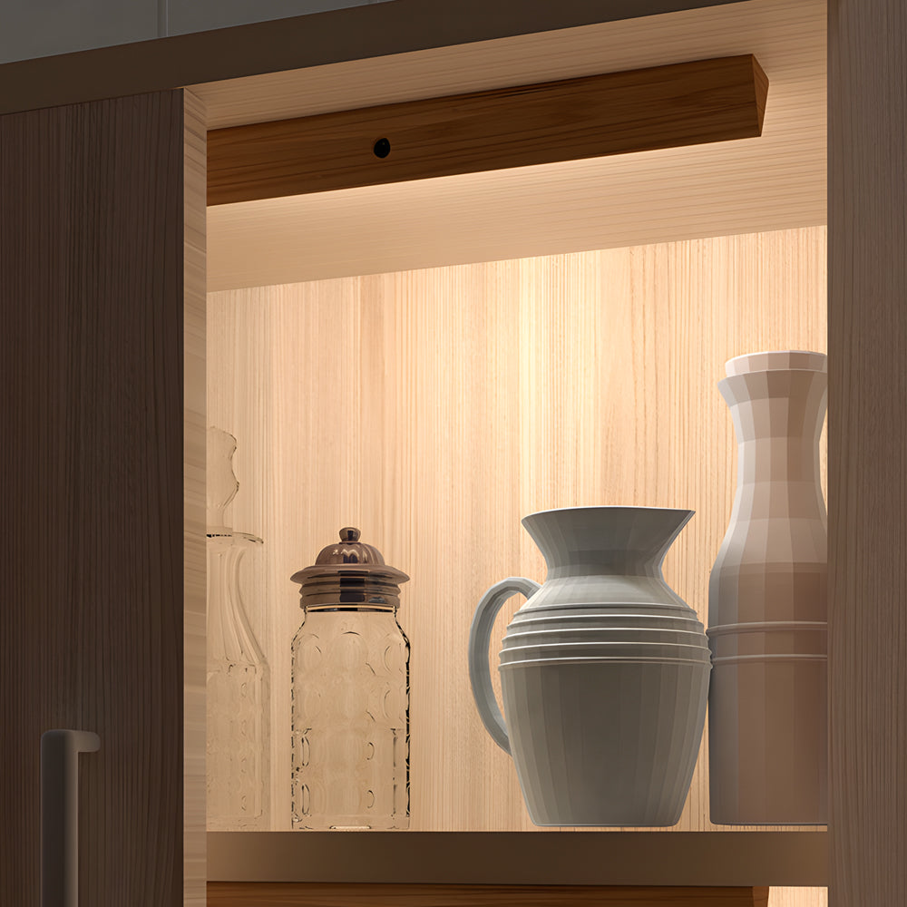 Wood Rectangle Motion Sensor Magnetic Cabinet Lights LED Rechargeable Night Light-Lighom