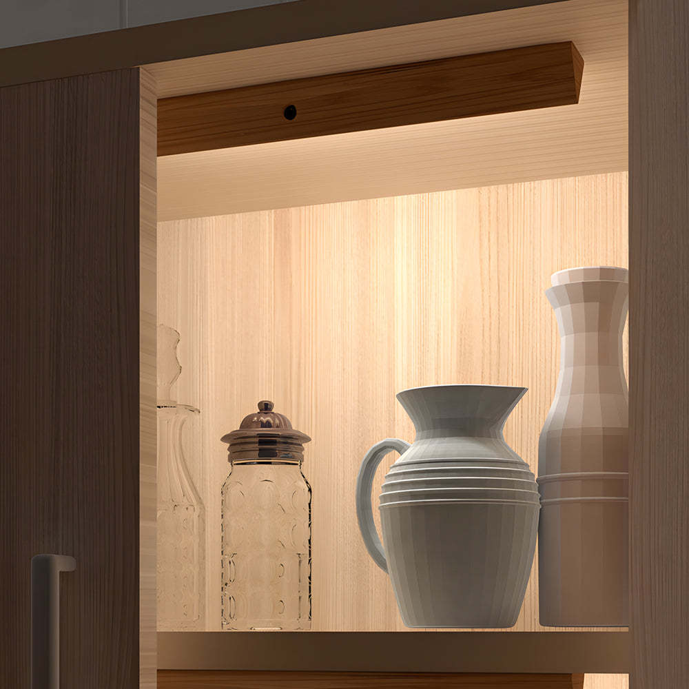 Wood Rectangle Motion Sensor Magnetic Cabinet Lights LED Rechargeable Night Light-Lighom