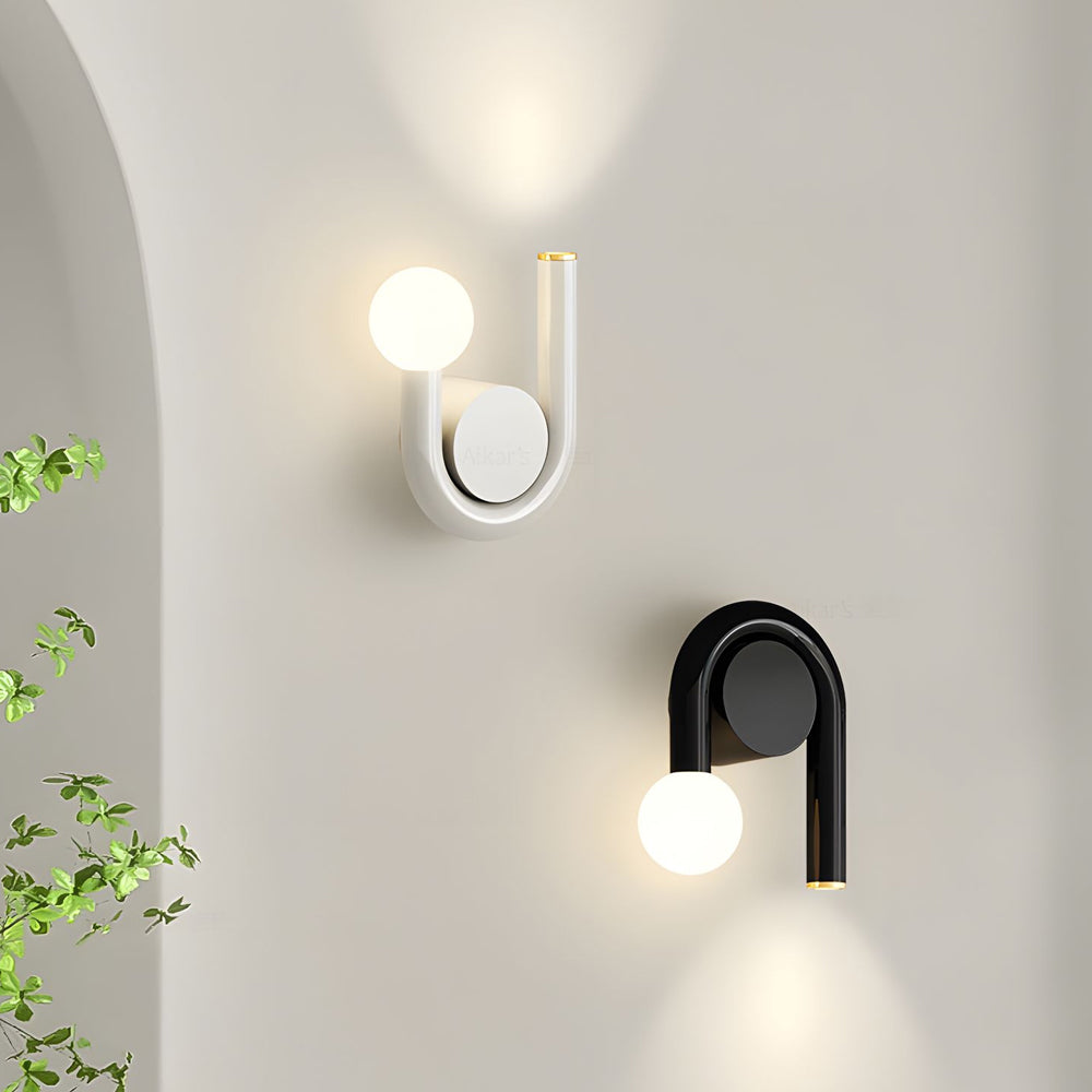 2-Light Arched Iron U-Shape LED Matte Black Vanity Light
