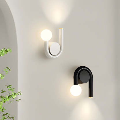 2-Light Arched Iron U-shaped Line Wall Sconce LED Matte Black Bathroom Vanity Lights-Lighom