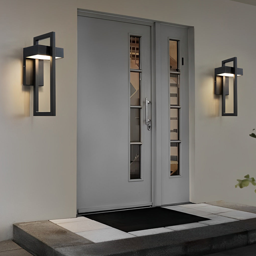 Rectangular Minimalist LED Waterproof Black Modern Outdoor Wall Lamp-Lighom