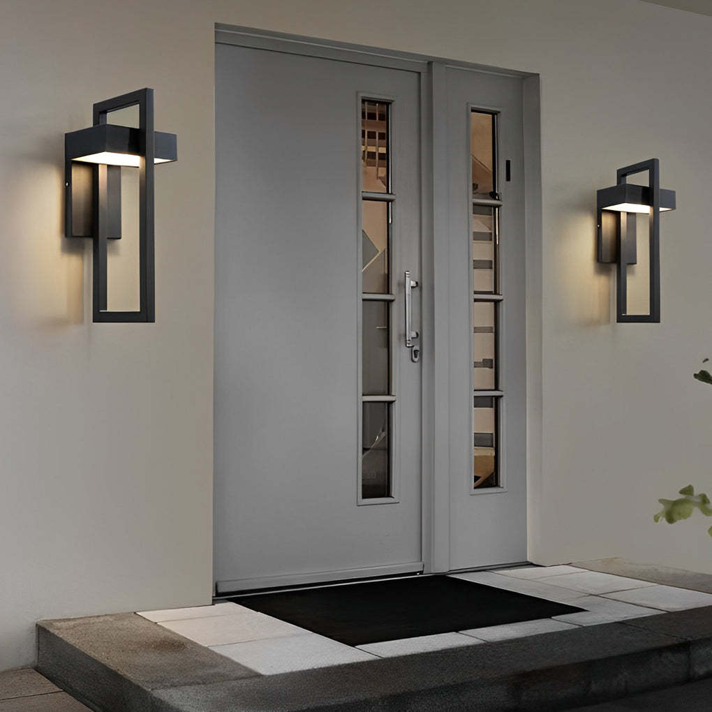 Rectangular Minimalist LED Waterproof Black Modern Outdoor Wall Lamp-Lighom