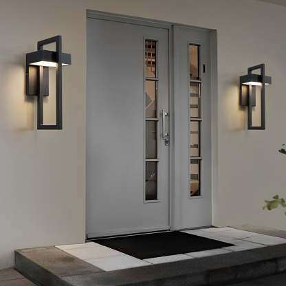 Rectangular Minimalist LED Waterproof Black Modern Outdoor Wall Lamp-Lighom