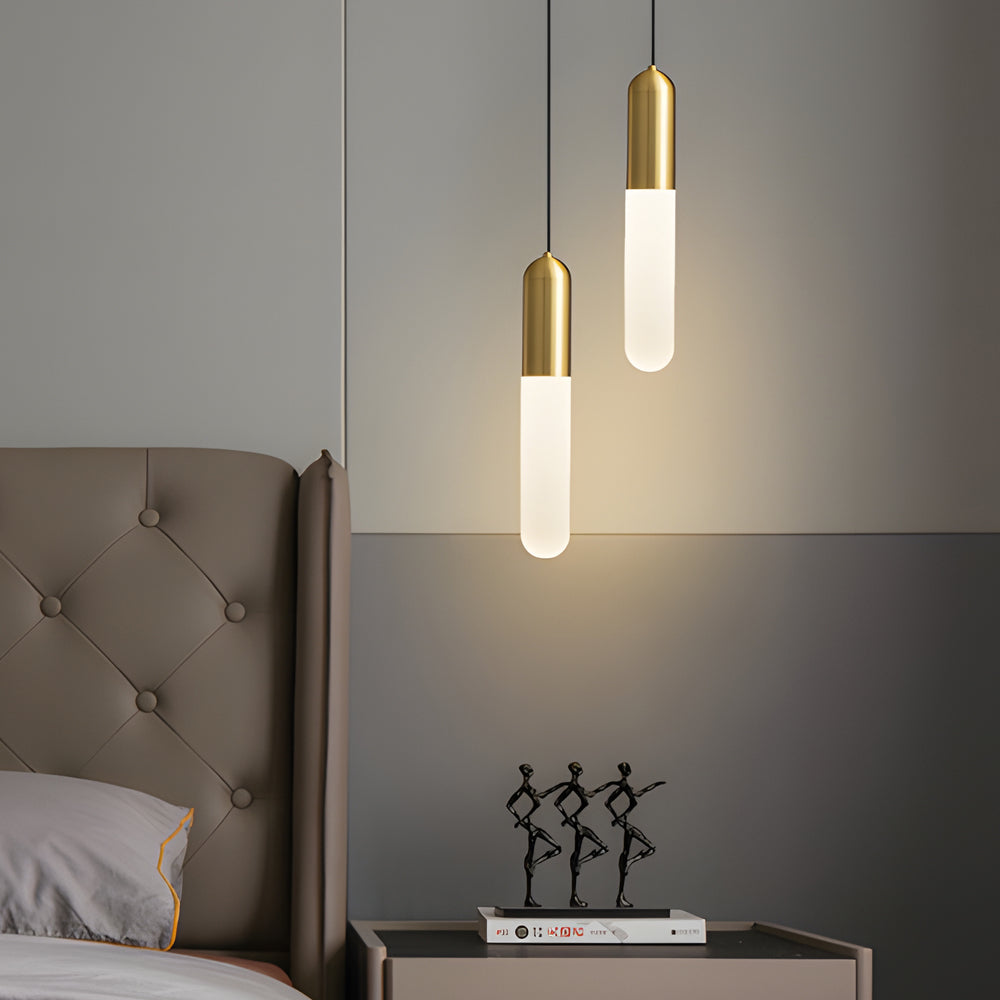 Long Copper Acrylic 3-Step Dimming Modern Pendant Light