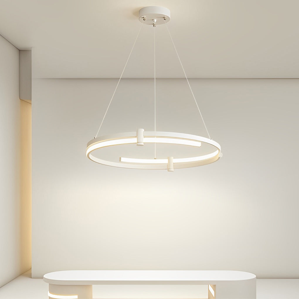 Black modern round pendant lighting — Cool White (6000K) / White