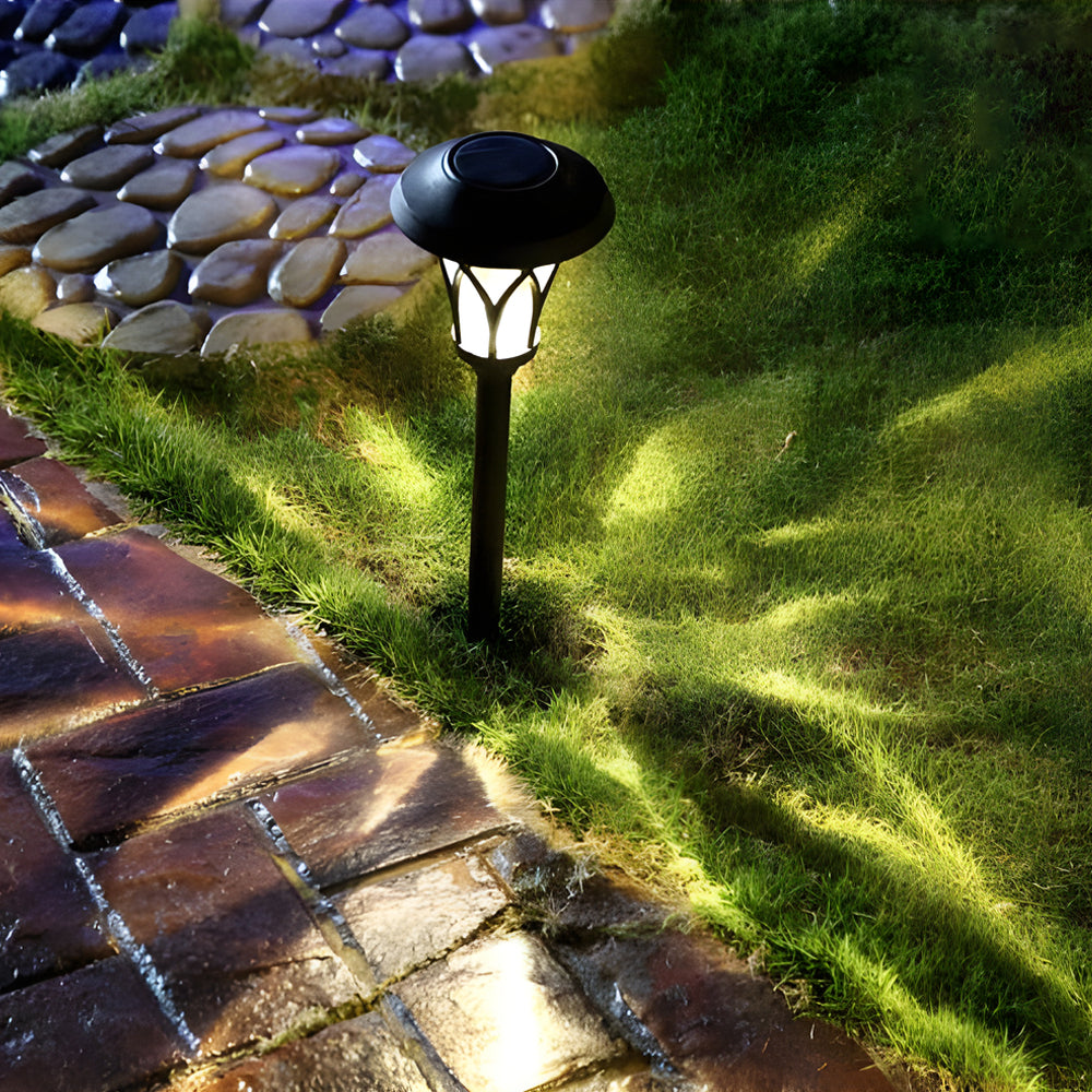 Waterproof Metal Glass LED Retro Modern Solar Powered Lawn Lights-Lighom
