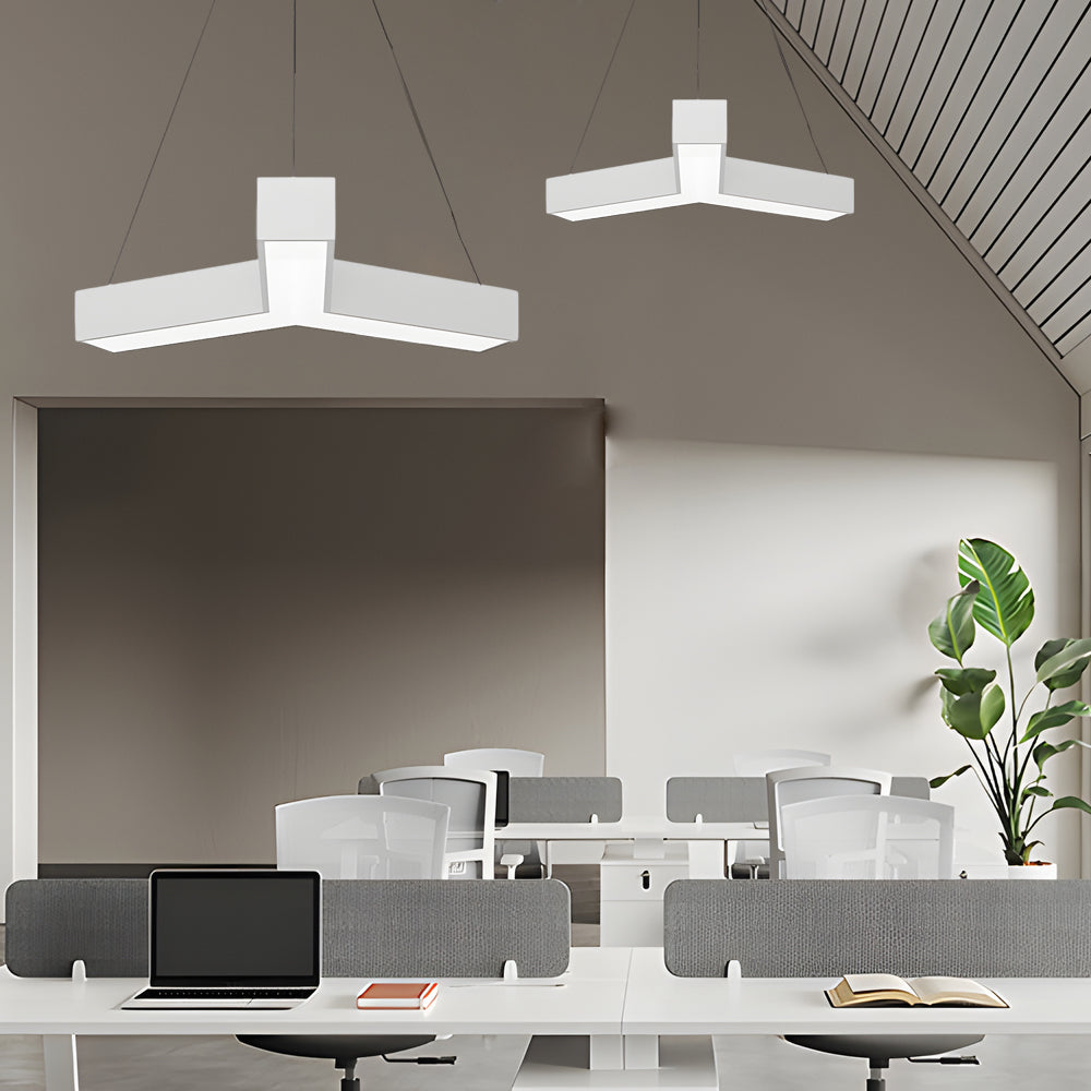 Modern Seamless Y-Shaped Linear LED 4-Piece Office Pendant