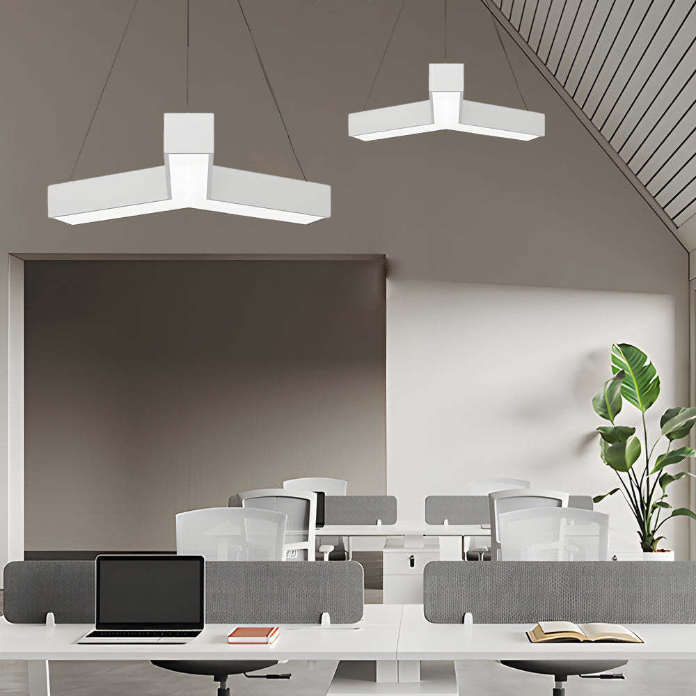 Modern Seamless Y-Shaped Linear LED 4-Piece Office Pendant