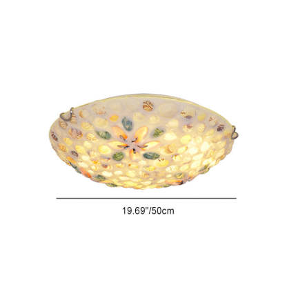 Scandinavian Round Shell Iron Glass Flush Ceiling Light