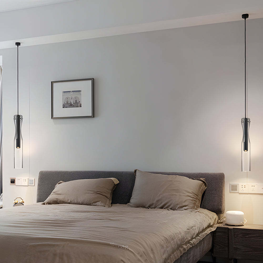 Long Glass Copper Dimmable Modern Pendant Light