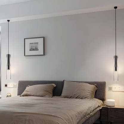Long Glass Copper Dimmable Modern Pendant Light