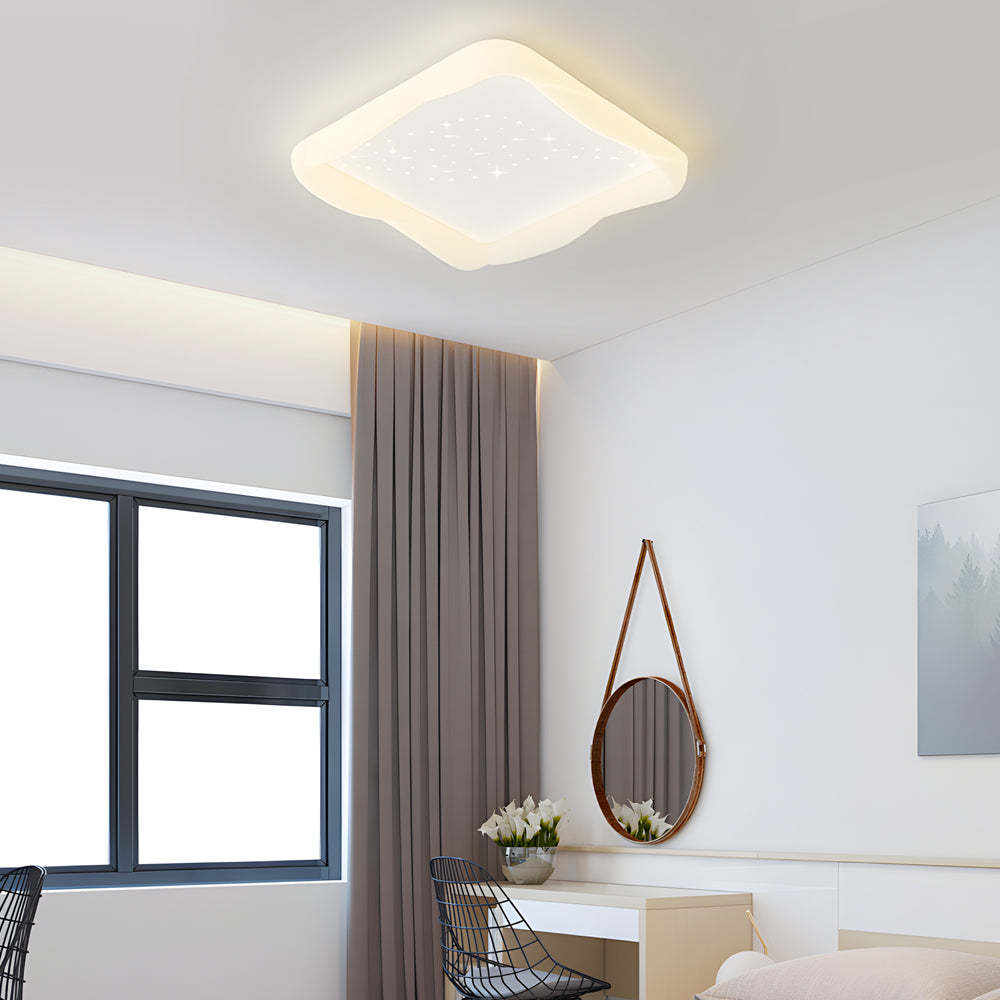 Square Star Milky White Modern Ceiling Light