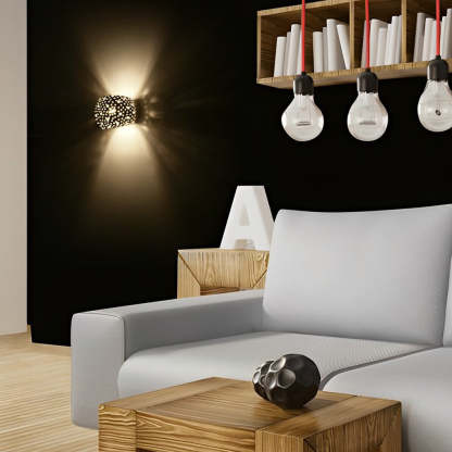 Round Creative Hollow LED up and down Lighting White Nordic Wall Lamp-Lighom