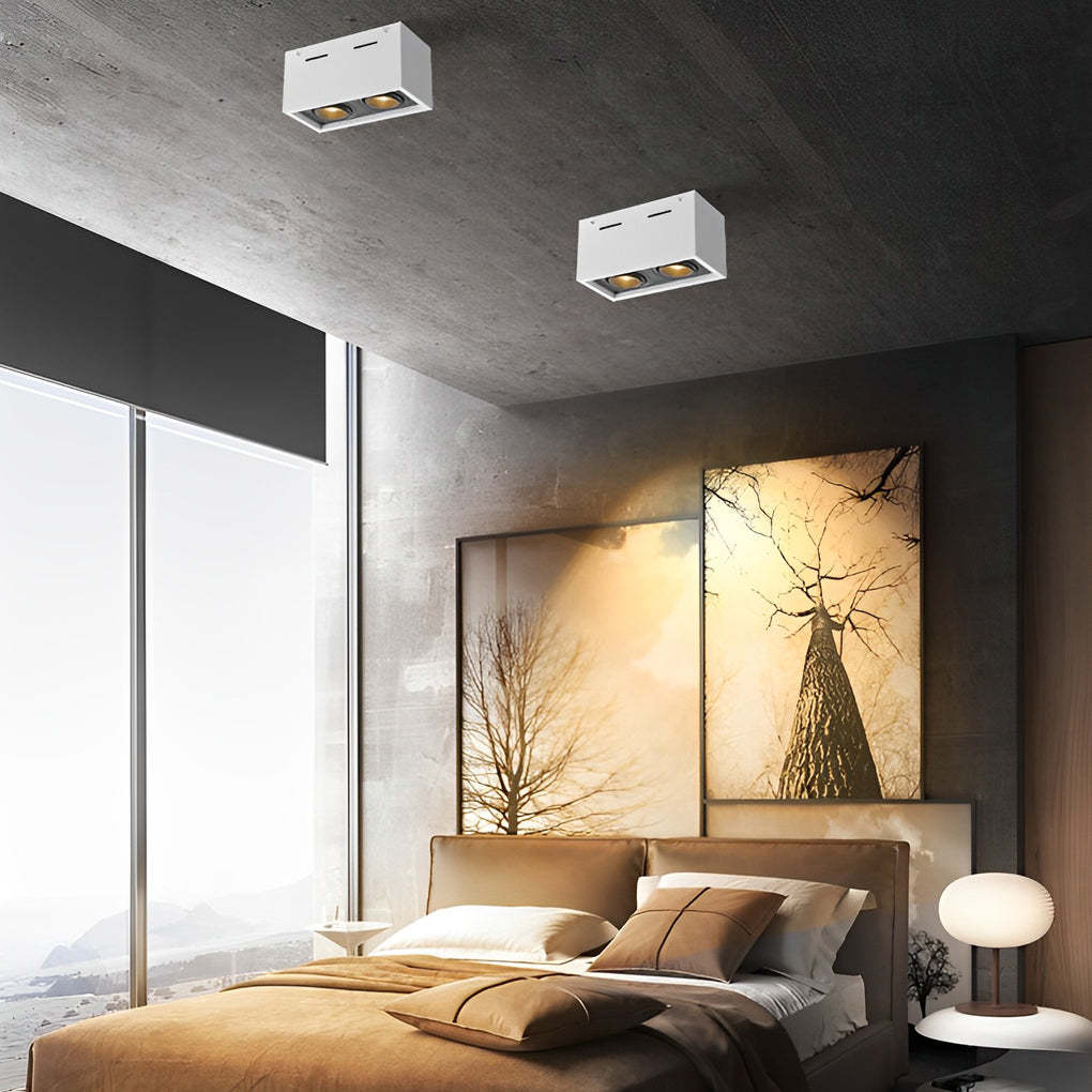 Rectangular 2-Light Adjustable LED Modern Surface Spotlight
