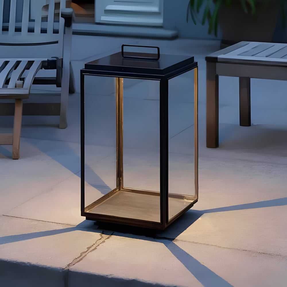 Modern 11-In Glass LED Portable Outdoor Lanterns - Hardwired-Lighom