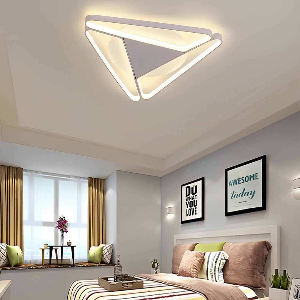 Modern geometric flush mount lighting in synthetic — Warm White (3000K) / Matte Black