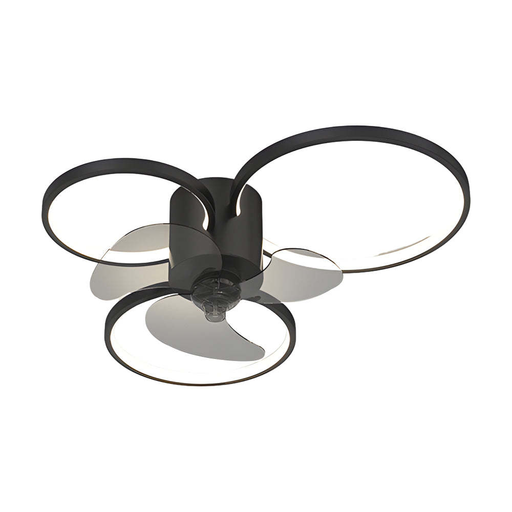 Square Round Rings Three Step Dimming LED Silent Modern Ceiling Fans Lamp-Lighom