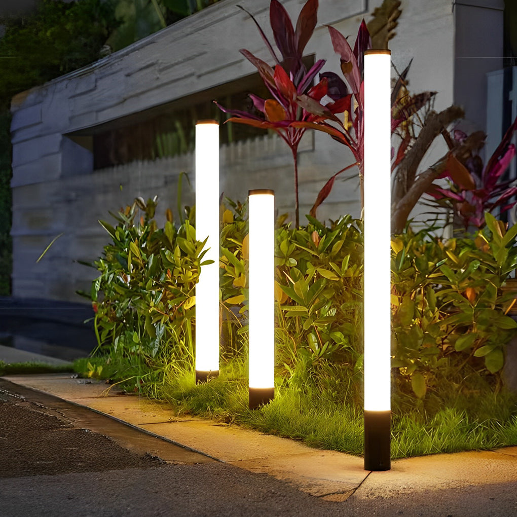 Cylindrical Acrylic Waterproof LED Black Modern Outdoor Lawn Lights-Lighom