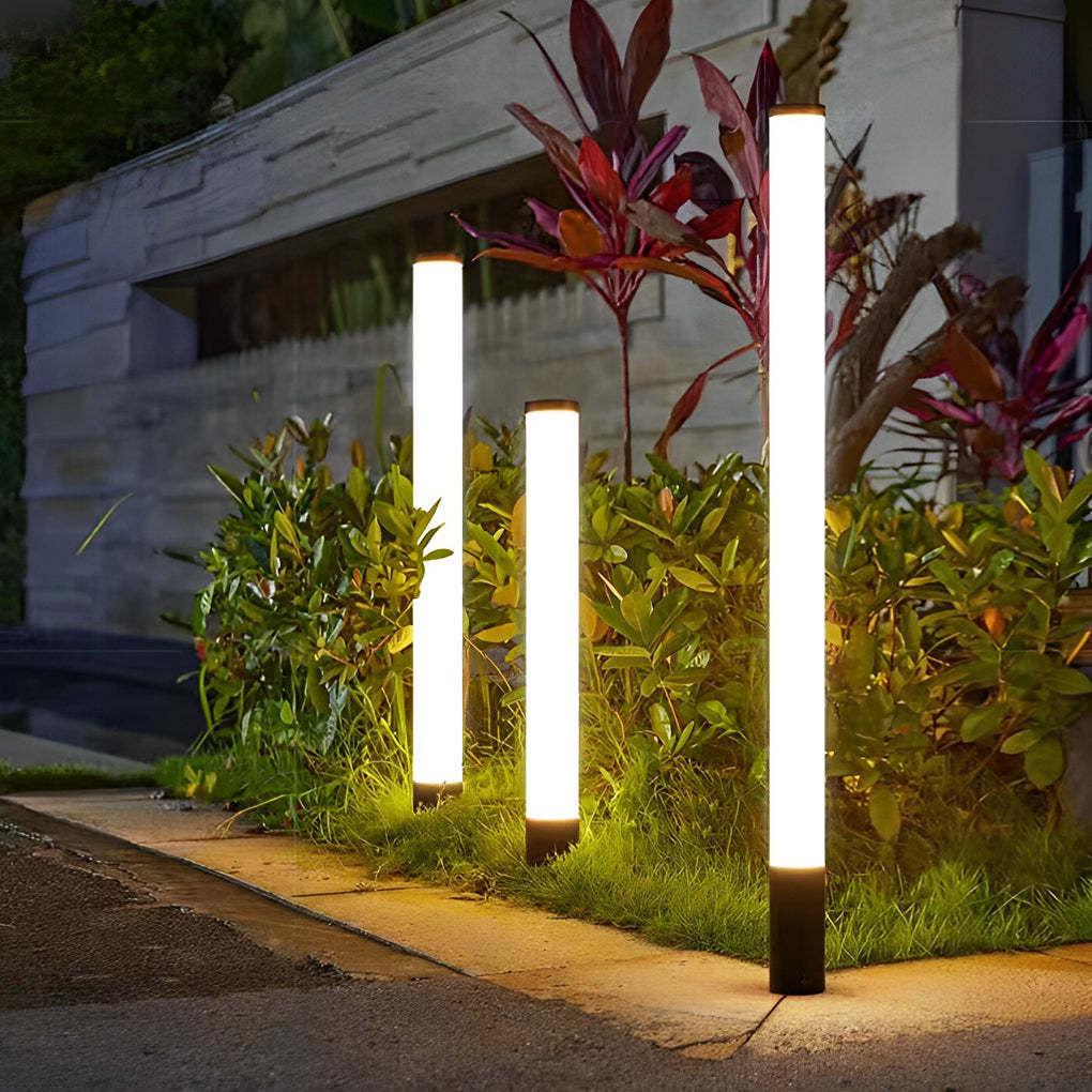 Cylindrical Acrylic Waterproof LED Black Modern Outdoor Lawn Lights-Lighom