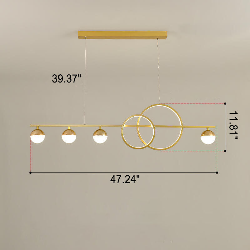 Modern Long Strip Round Globe LED Island Chandelier