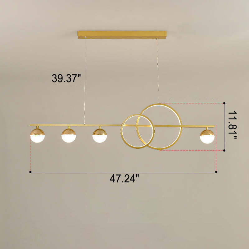 Modern Long Strip Round Globe LED Island Chandelier
