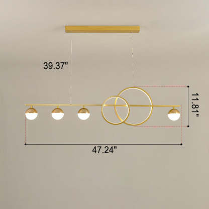Modern Long Strip Round Globe LED Island Chandelier
