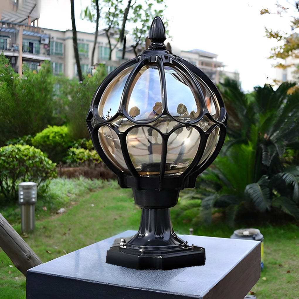 Vintage Outdoor Pier Mount Post Light with Glass Globe-Lighom