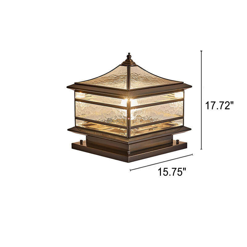 European Brass Glass Square Pillar Landscape Light