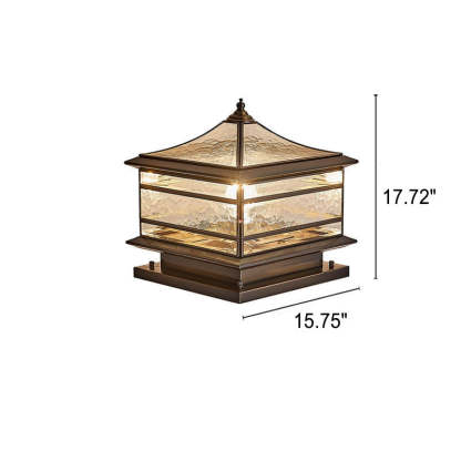 European Brass Glass Square Pillar Landscape Light
