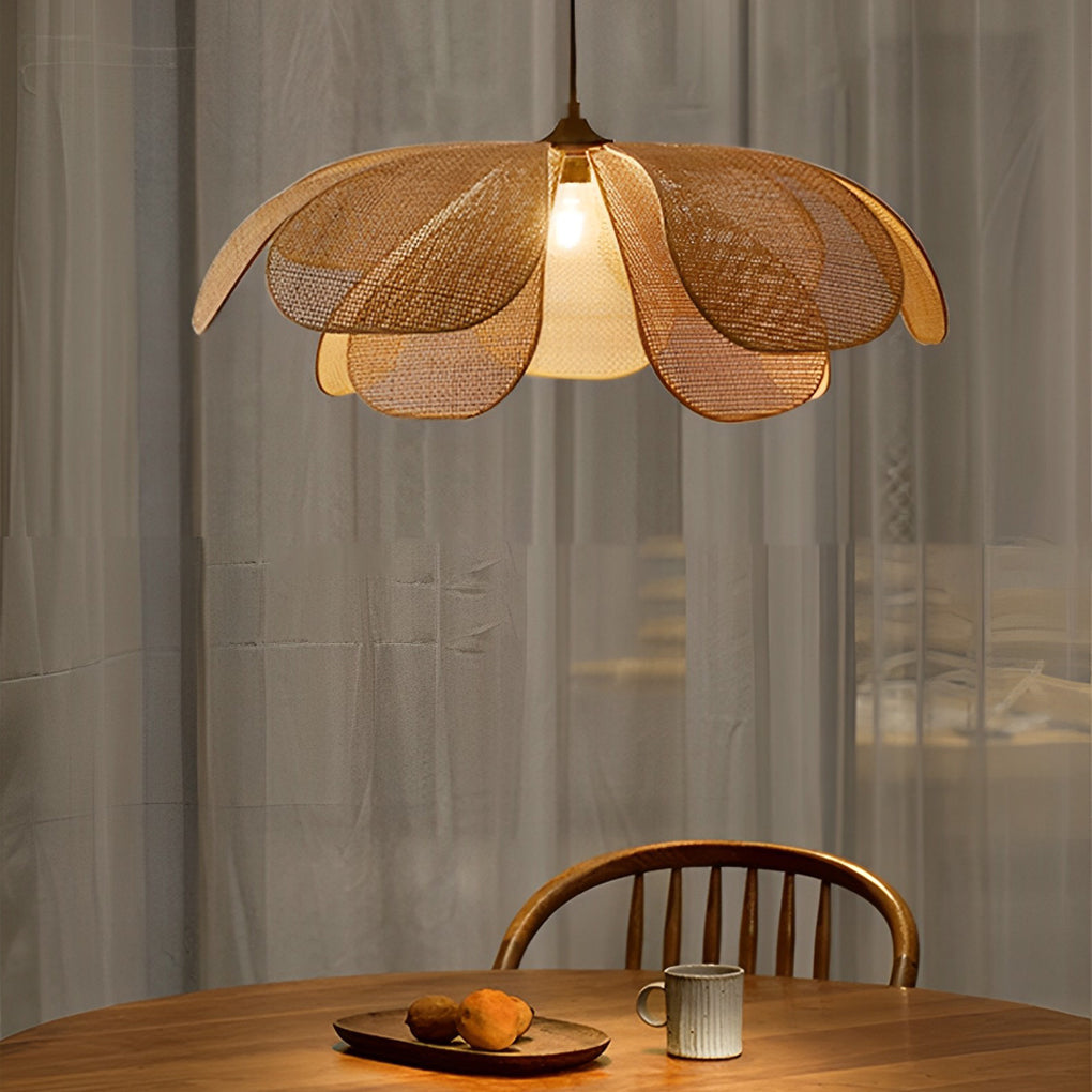 Rattan Flower Petal Dimmable Japanese Chandelier