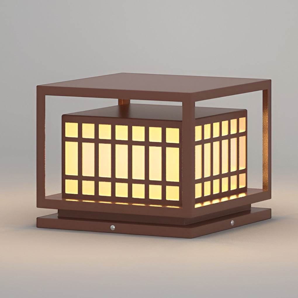 Square LED Waterproof Brown Modern Outdoor Deck Post Lights Pillar Light-Lighom