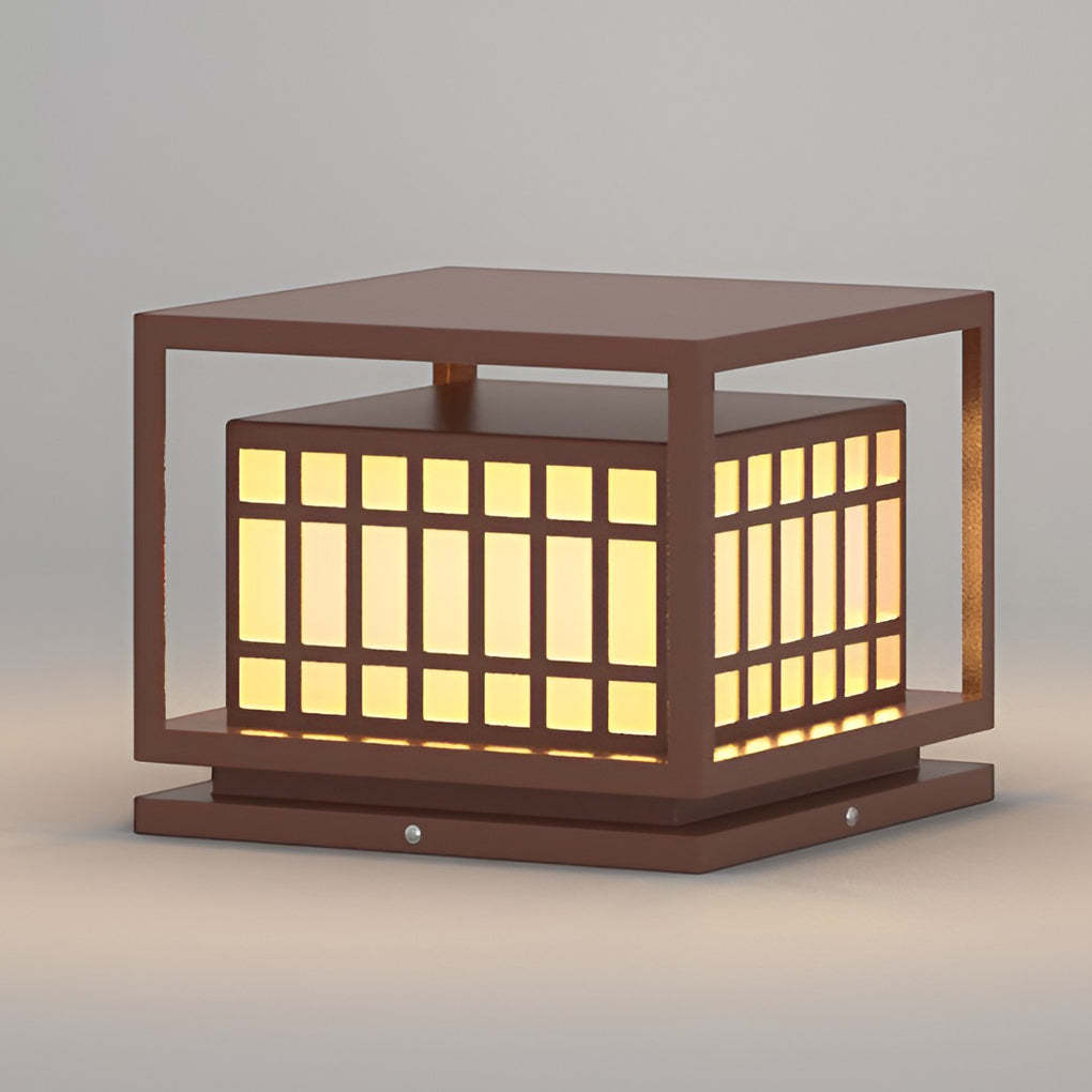 Square LED Waterproof Brown Modern Outdoor Deck Post Lights Pillar Light-Lighom