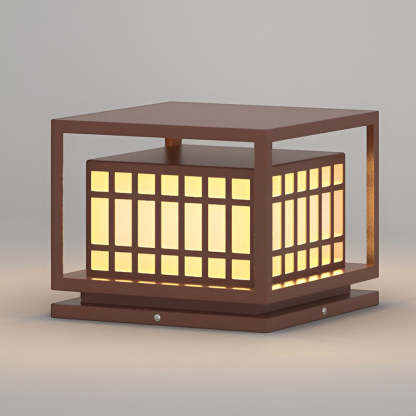 Square LED Waterproof Brown Modern Outdoor Deck Post Lights Pillar Light-Lighom