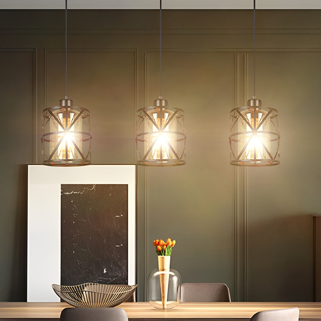 Round Iron Glass Black Retro Industrial Pendant