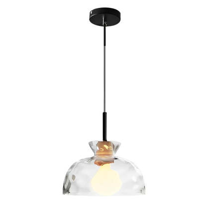 Round Glass Wood Japanese Mini Pendant