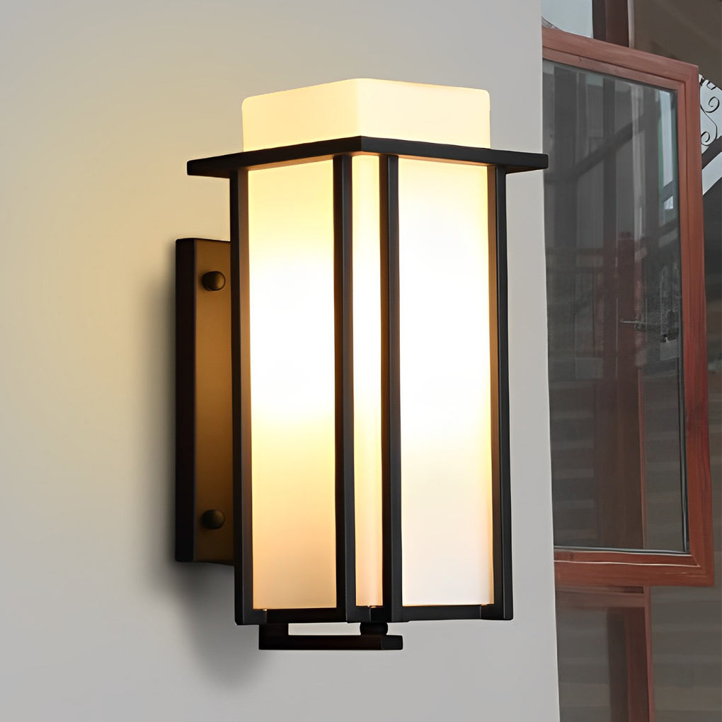 Square Waterproof LED Black Retro Outdoor Wall Lamp Exterior Lights-Lighom