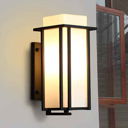 Square Waterproof LED Black Retro Outdoor Wall Lamp Exterior Lights-Lighom