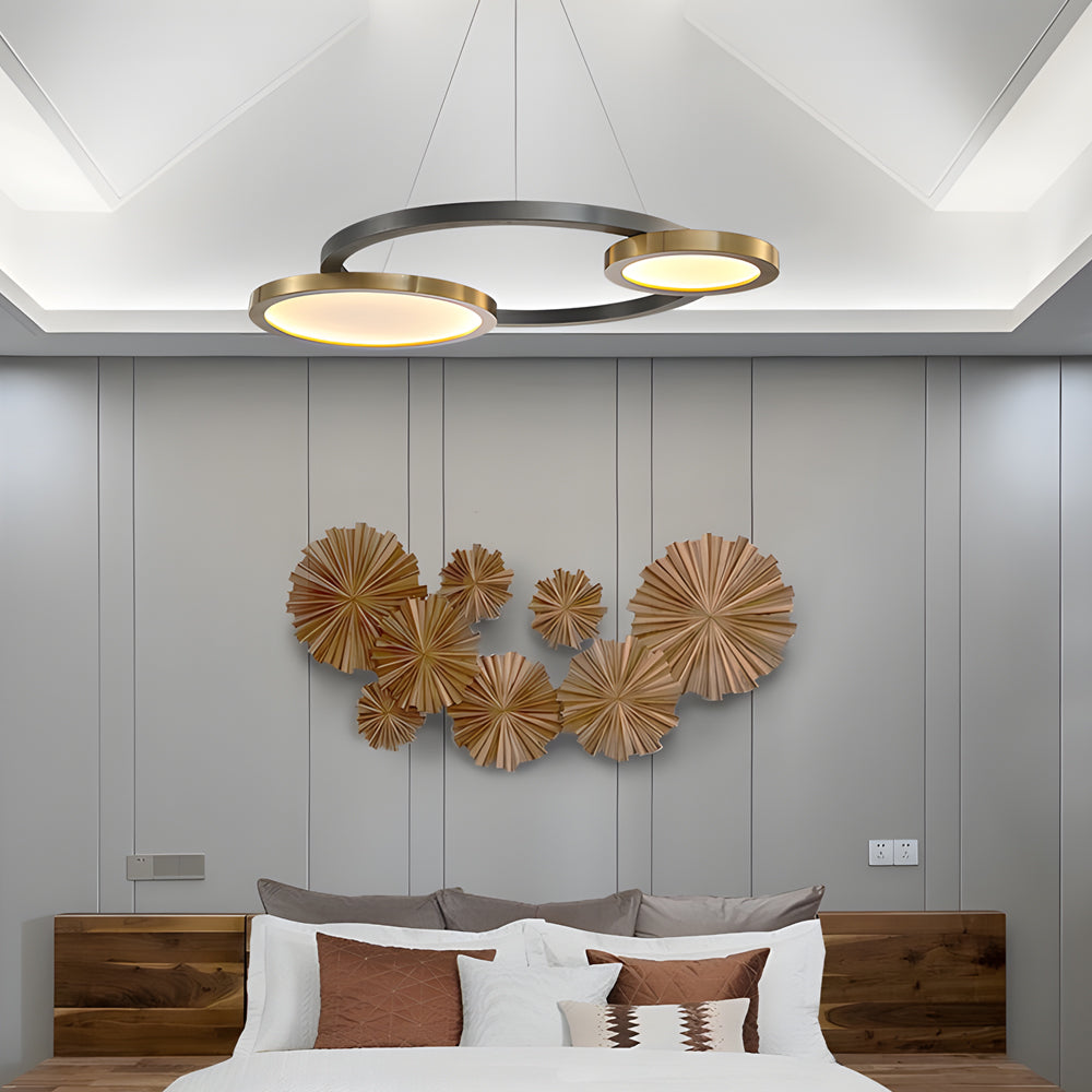 Circular Multi-Ring Brass Suspension LED Chandelier