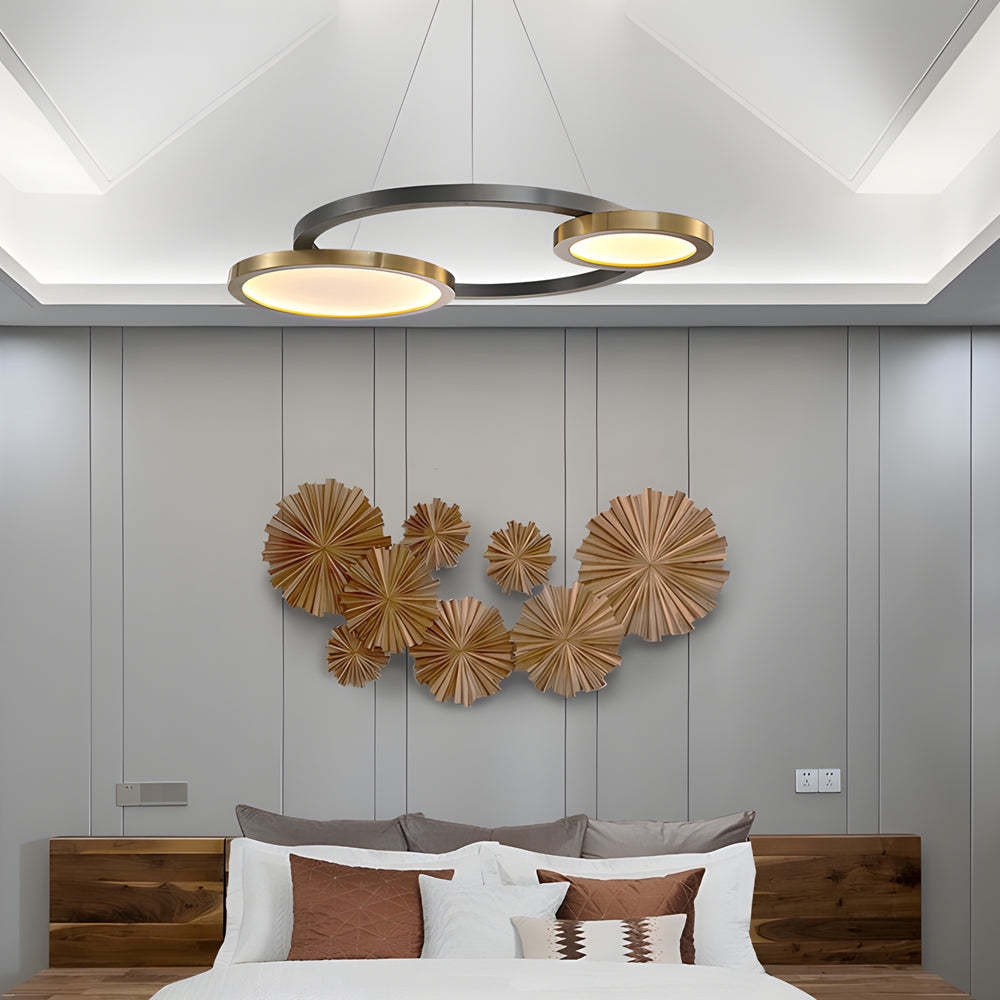 Circular Multi-Ring Brass Suspension LED Chandelier