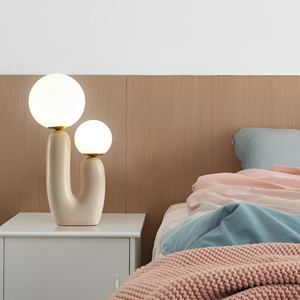 2-Light Modern Beige Cactus LED Accent Lamp