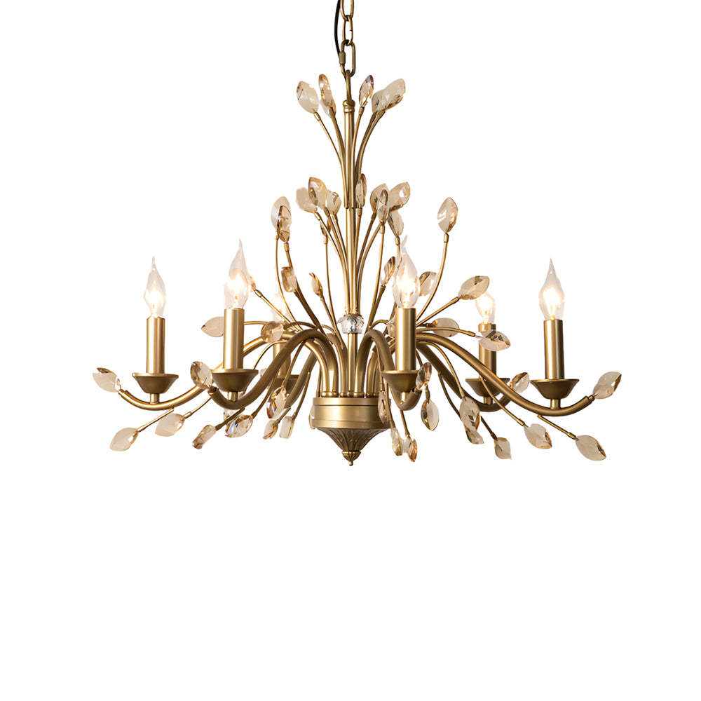 Brass Branch Candle Vintage Crystal Chandelier