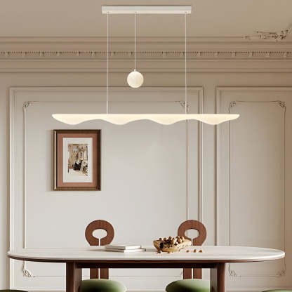 Long Strip Wave Moon Dimmable White Modern Chandelier